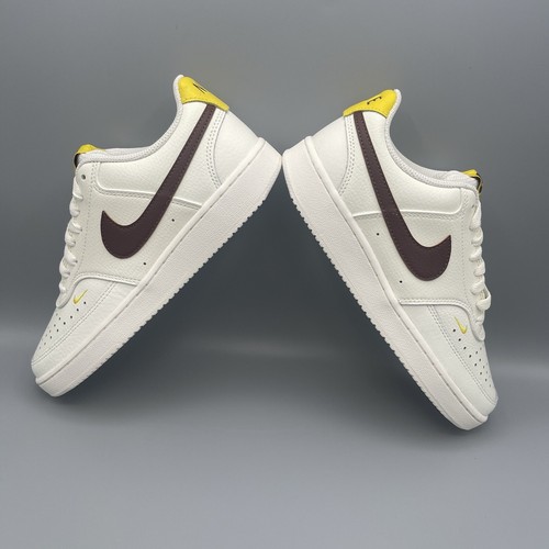 Chic and Comfortable: Nike Women's Court Vision Low - Sail/Yellow/Brown Size 8 - Picture 1 of 14
