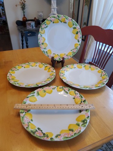temp-tations by tara 10.5" Dinner Plates Figural Fruit LEMON Set of 4 EUC - Picture 13 of 24