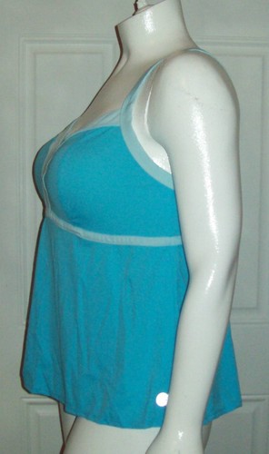 Gr. 20 Fullbeauty Sport blau & hellblauer Besatz mit BH & Lycra Tankini Oberteil - Bild 2 von 3