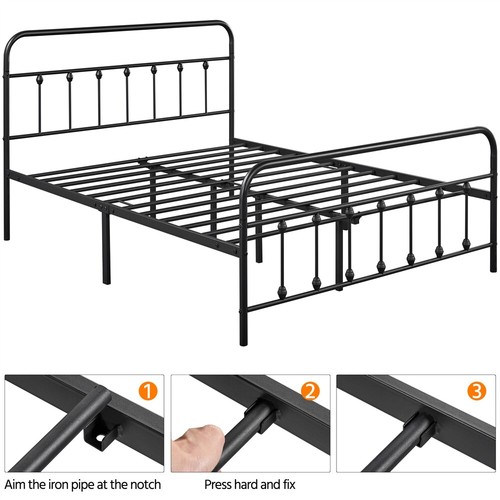 Twin/Full/Queen/King Size Metal Bed Frame w/ Headboard No Box Spring Needed - Picture 35 of 58