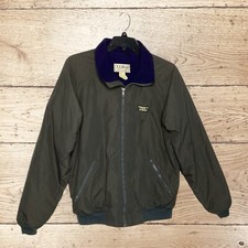 Vintage LL BEAN Jacket Mens L Green Warm Up Fleece Lined Full Zip Made In USA