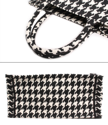 Christian Dior ディオール レディース 3051 1272 Christian Dior Tote Bag Houndstooth Black White Medium 50-Ma