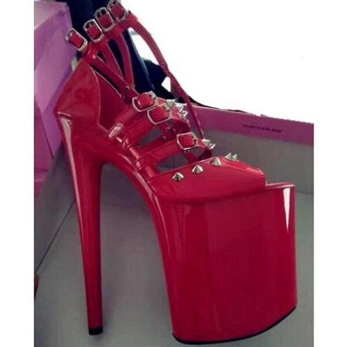 Modische sexy Fetisch-Plateausandalen dünner Absatz ultrahoch 20 cm Damenschuhe 8 Zoll - Bild 38 von 39