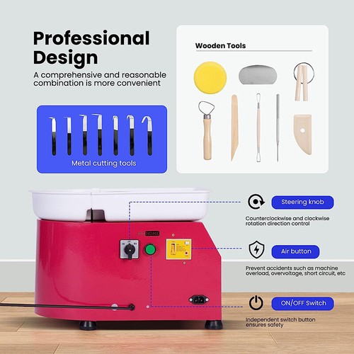 Electric Pottery Wheel Machine Ceramic Clay Craft DIY Art Tools with Foot Pedal - Picture 18 of 40