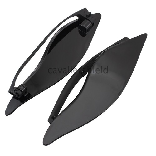 Black Side Wing Windshield Air Deflectors For Harley Touring Street Glide 14-up - Picture 9 of 12