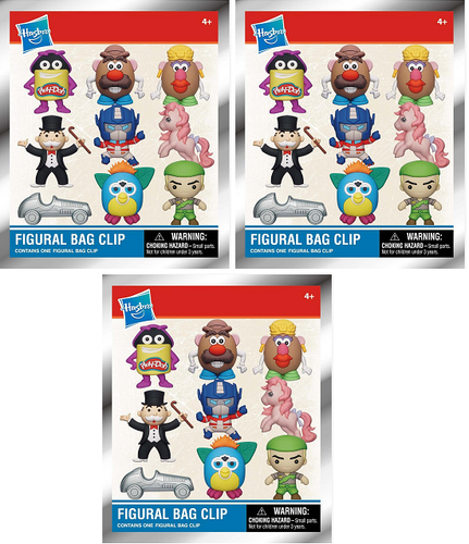 MONOGRAM HASBRO BRANDS RETRO FIGURAL BAG CLIP BLIND BAGS LOT OF 3 NEW TY2995 - Picture 1 of 2