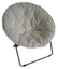 zenithen round chair with high gloss silver frame in tufted velvet fabric, white