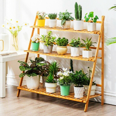 100/70cm Blumenstnder Blumentreppe aus Bambus Holz Pflanzentreppe  Blumenregal | eBay