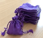  25 Pc Raw Silk Jewelry Pouch Bag tassle drawstring wedding party favor PURPLE