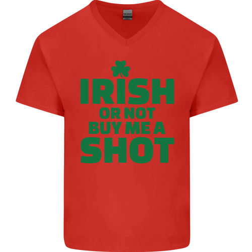Irlandais Ou Pas Acheter Me A Photo St Patrick's Jour Hommes Col V Coton T-Shirt - Picture 25 of 43