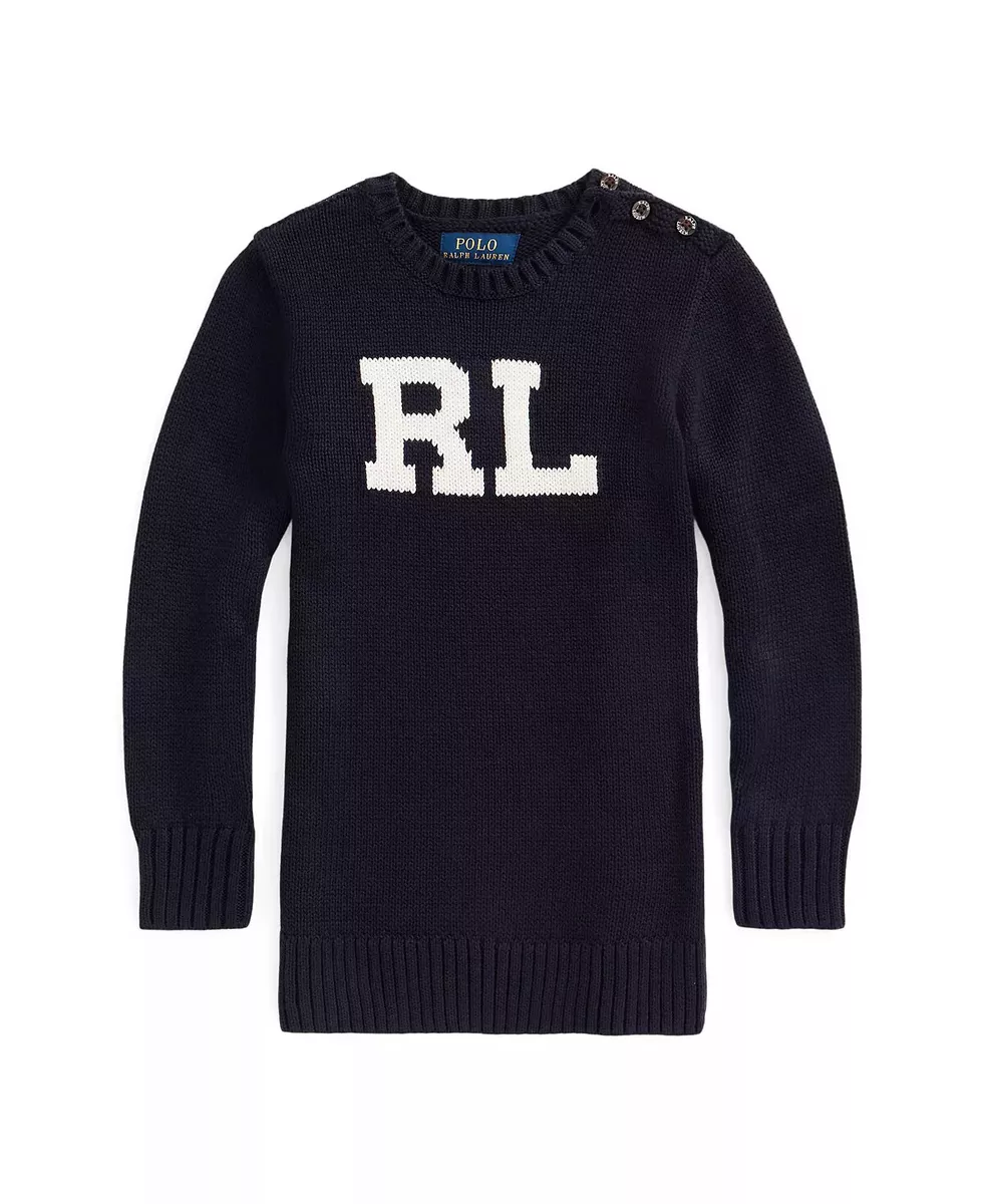 POLO RALPH LAUREN Girls SWEATER 5,6 6X intarsia THICK knit Logo