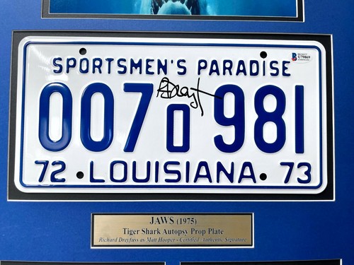 "JAWS" Richard Dreyfuss Autographed Autopsy License Plate Framed Collage BAS COA - Picture 2 of 7
