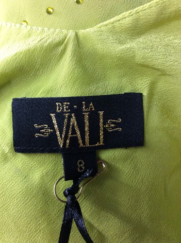 DE LA VALI RADIO COWL NECK DIAMENTE MINI DRESS WOMENS UK8 CHARTREUSE RRP£400 BR - Picture 5 of 5