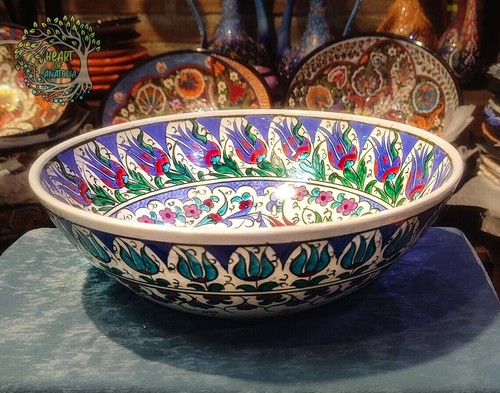 12" Large Fruit Bowl | Handmade Ceramic Pasta Salad Soup Cereal Serving Bowl - Picture 3 of 10