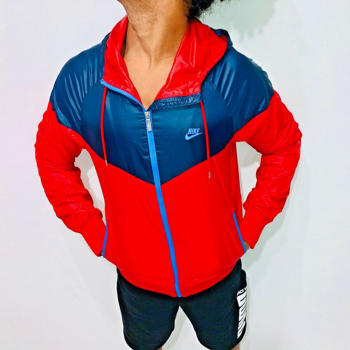 Rare Vintage Nike Windrunner Windbreaker Jacket Red Black