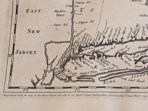 1702 Cotton Mather's "Exact Mapp of New England and New York" 1953 Reprint - Picture 4 of 5