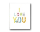 Baby's Room, Modern Nature Decor, Print for Boys, Kid's Wall Art "I LOVE YOU"