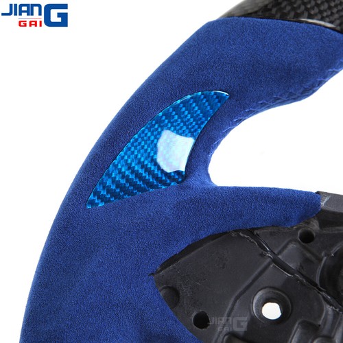 LED Carbon Fiber Alcantara Steering Wheel Fit 2014-2019 Corvette C7 Z06 Blue - Picture 8 of 11