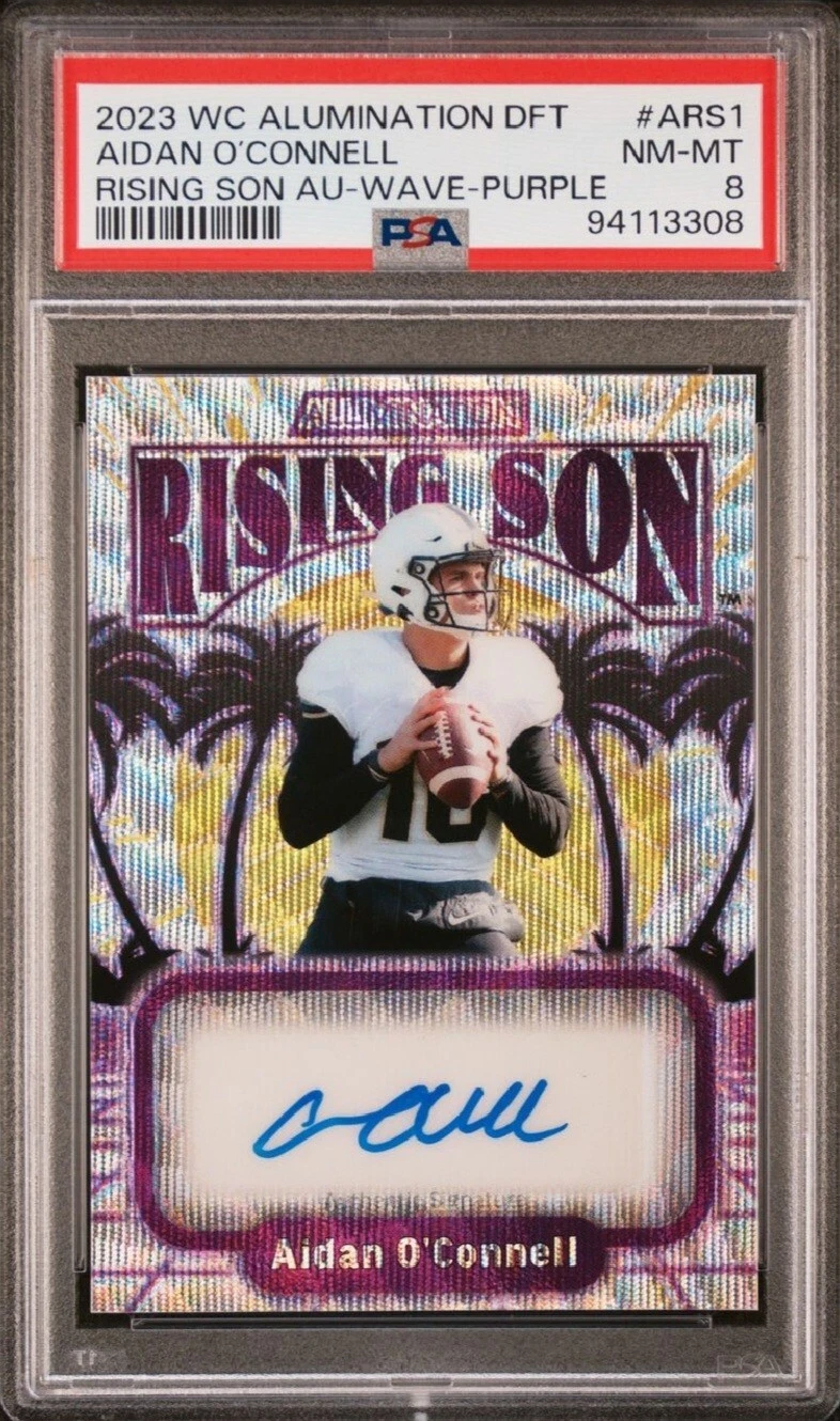 Aidan O'Connell Wild Card Alumination Draft Rising Son Autographs #ARS1 Wave-Purple