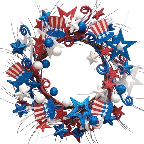 Handmade Red White Blue Glitter Wreath - Perfect for Flag Day and Independence - Picture 3 of 8