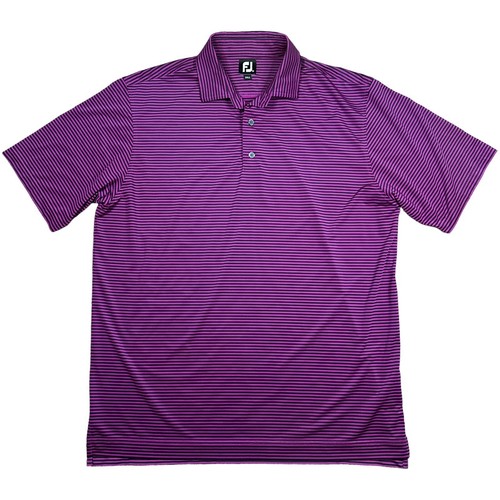 Footjoy Golf Polo Shirt Mens Sz XL Purple Black Striped Stretch - Picture 3 of 9