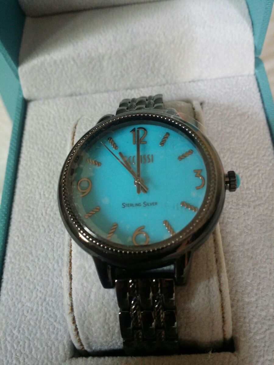 New Ecclissi Sleeping Beauty Turquoise Sterling 7.5 Black Watch Qvc eBay