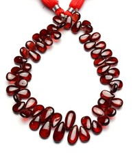 Natural Gem Rhodolite Garnet 9x6 to 12x8mm Size Smooth Pear Shape Beads 9 Inch
