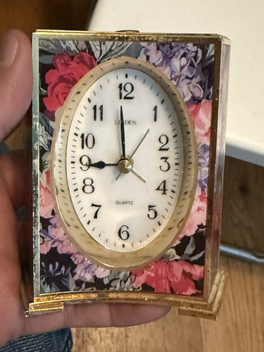 Reloj despertador de cuarzo floral tilo vintage (no funciona) - Imagen 2 de 8