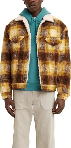 NEW!! LEVIS Premium Tweed Vintage Fit Trucker Sherpa Jacket Plaid Mens Medium M - Picture 7 of 8