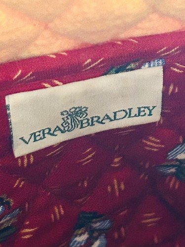VTG 90’s Lg Vera Bradley Miller Tote Bag Purse Provincial Red Shoulder Retired - Picture 6 of 12