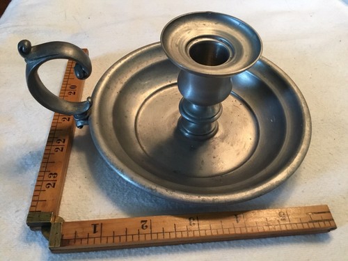 Vintage Pewter Candlestick Holder w/Finger Loop — Stamped International Pewter - Picture 2 of 4