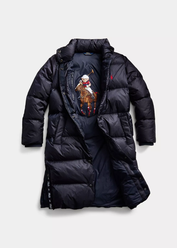 Polo Ralph Lauren Girl's Water-Repellent Long Down Jacket Navy Size XL ( 16 ) - Picture 2 of 3