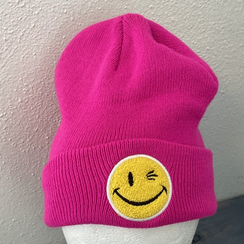 SG Footwear Beanie Mütze Erwachsene Unisex Fuzzy Emoji Gesicht Wink Cuffed Cap gerippt (K4) - Bild 2 von 7