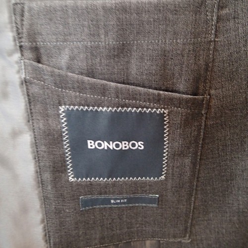 Bonobos Wool bl Blazer Sport Coat 40L Slim Grey Suit Jacket Stretch Two Button - Picture 13 of 13