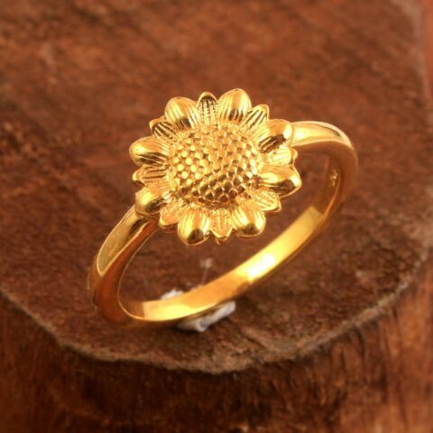 925 sterling Silver Jewelry Handmade Gold Plated Ring Size US - Picture 9 of 10