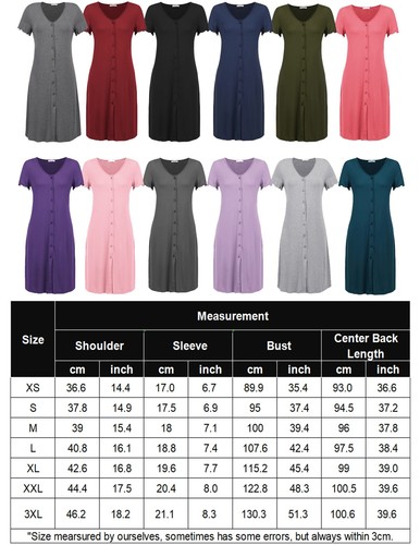 Women's Nightshirt Short Sleeve Button Down Nightgown V-Neck Sleepwear Pajama... - Picture 6 of 6