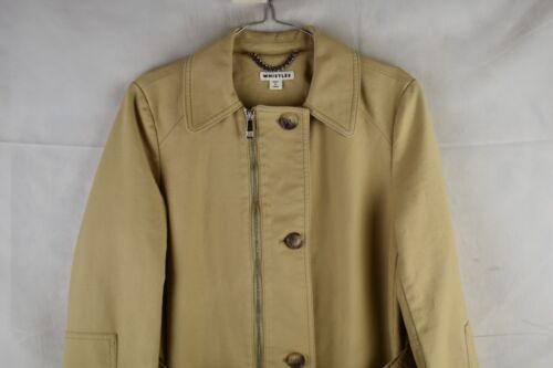 WHISTLES Beige Trench Coat size Uk 10 Womens Button Up Cotton Overcoat Mac - Picture 2 of 8