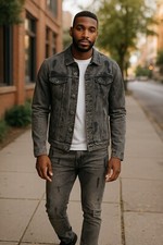 MEN 2-PIECE CLASSIC REPLUSIVE DISTRESSED WASHED SPLASHED SOLID OUTWEAR CASUAL