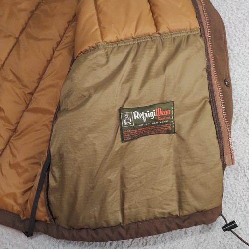 Vintage RefrigiWear Puffer Jacket Mens XL Brown Zip Up Coat USA Nylon Quilted - Picture 9 of 23