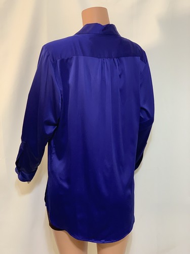 NWT Sz L Ellen Tracy Polyester Bold Sapphire Blue Career Stretch Blouse - Picture 7 of 12