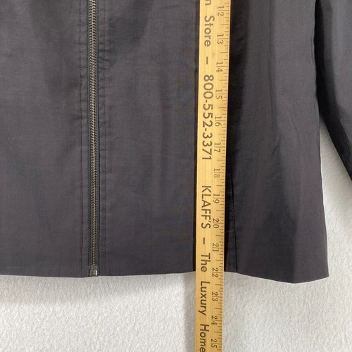 EILEEN FISHER Jacket PP Polished Ramie Stretch Full Zip 3/4 Sleeve Blazer Black - Picture 12 of 13