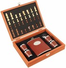 Stainless Steel Wood Chess Gift Box - Amphora Box Office Glasses Funnel Bar
