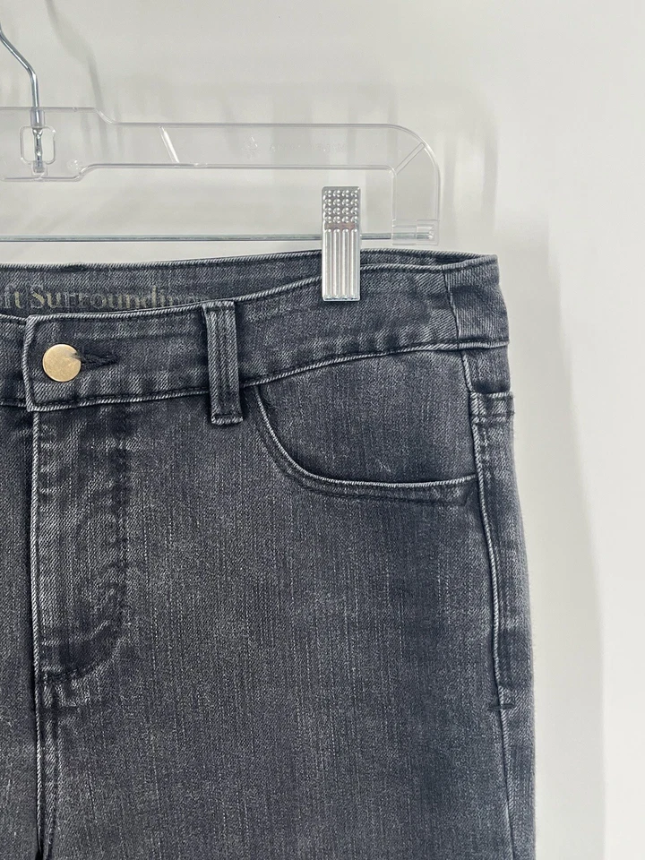 Soft Surroundings 黑色直筒牛仔裤蕾丝下摆 8 码高 — 第 3/4 张图片