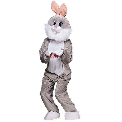 Grey Easter Bunny Rabbit Costume Plush Unisex Adult Mascot Fancy Dress Outfit