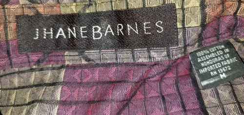 Jhane Barnes Squares Tetris Shirt Lila Orange Gelb HERREN SHIRT Medium M - Bild 9 von 9