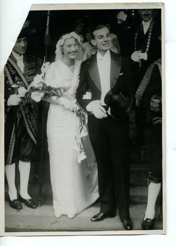 Mariage Mlle Gaiffier d'Hestroy & Comte Victurnin de Mortemart Old Photo 1930 - Picture 3 of 3