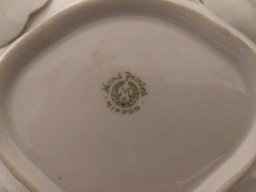 Antique Nippon Hand Painted Celery Dish 6 Salt Cellars Set - Picture 4 of 5