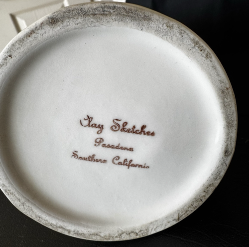 Jarra Vintage MCM por Clay Sketches Cottails Cottage Core Crema Amarillo Años 50 - Imagen 2 de 9