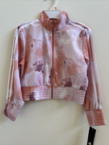 Adidas Girls Full Zip Track Jacket Peach S (7/8) - Picture 1 of 4