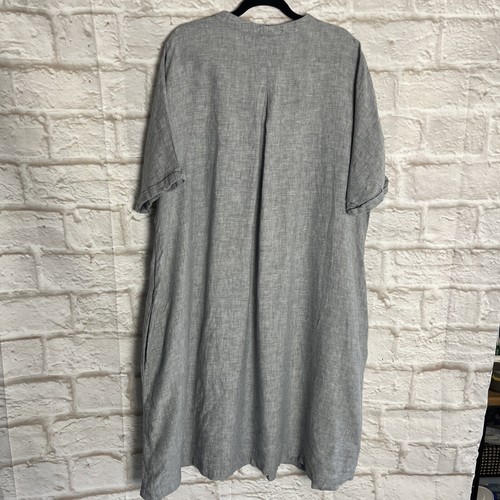 Marks & Spencer Grey Short Sleeved Linen Dress w- Pockets. Size 16.#A1 - Bild 9 von 15
